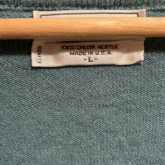 Christian Dior Turquoise Vintage Unisex Orlon V Neck Sweater Size Large - Picture 5 of 8